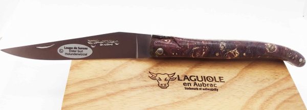 Laguiole Plein Manche 12cm, collection Cosmos : modèle Espace Loupe de sureau
