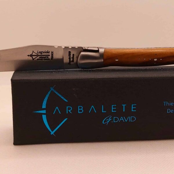 Laguiole Olivier 12cm avec 2 mitres inox brossé